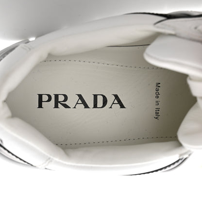 Prada Vitello Rois Metal Triangle Logo Mens Sneakers 10 White Black 7 of 9