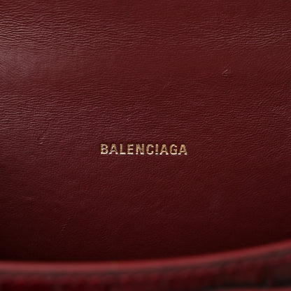 Balenciaga Shiny Calfskin Crocodile Embossed Hourglass Top Handle Bag XS Dark Red 6 of 14