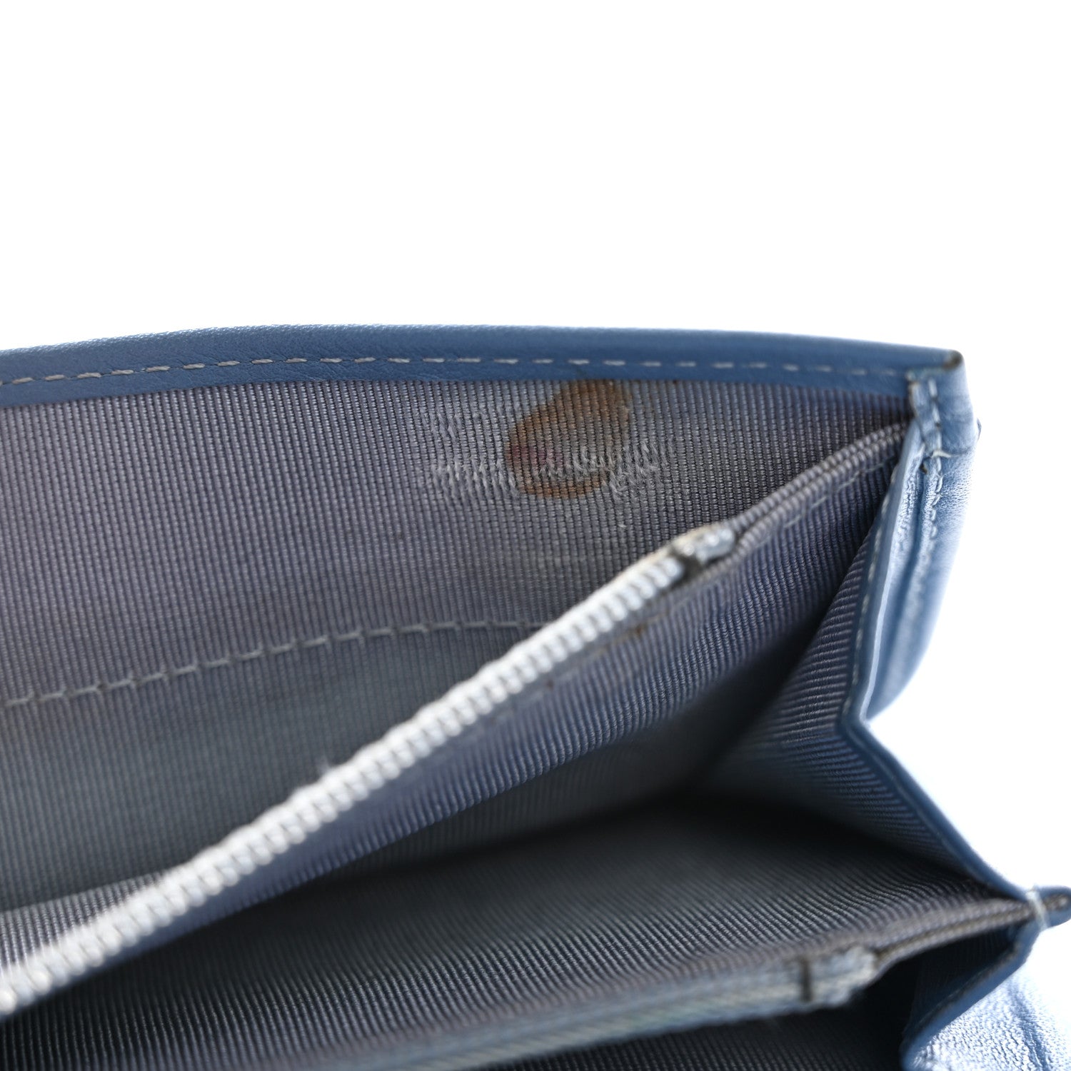 Chanel Patent Calfskin Quilted Yen Wallet Blue 9 of 15