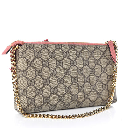 Gucci GG Supreme Monogram Embroidered Face Chain Wrist Wallet Pink 3 of 10