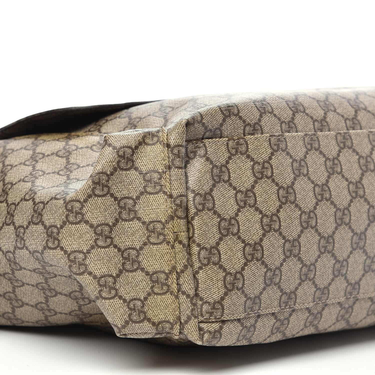 Gucci GG Supreme Monogram Selleria Calfskin Messenger Diaper Bag Beige Ebony Cocoa Dark Chocolate 8 of 16