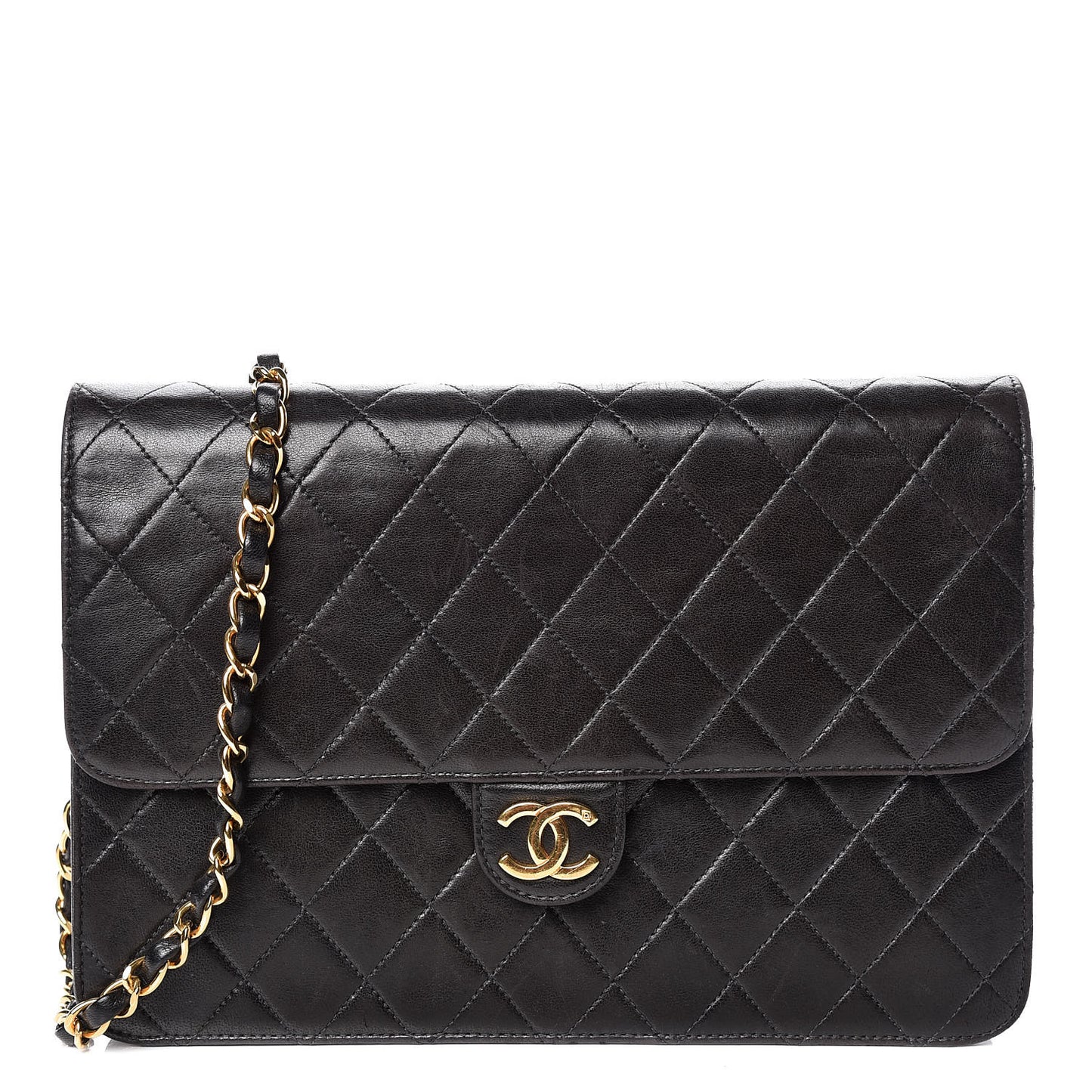 Lambskin Quilted Medium Single Flap Black