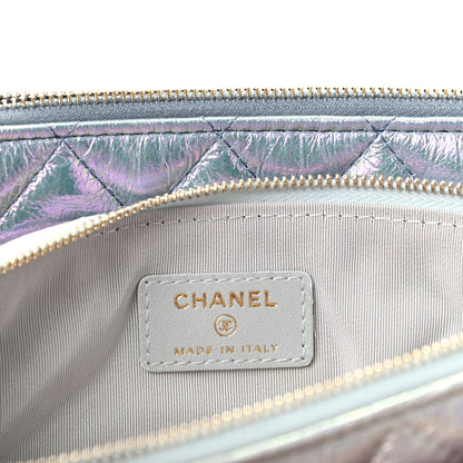 Chanel Iridescent Crumpled Calfskin Trio Cosmetic Case Blue Pink Ivory 9 of 12