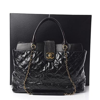 Chanel Glazed Calfskin Stingray Large Bindi CC Tote Black 11 of 11
