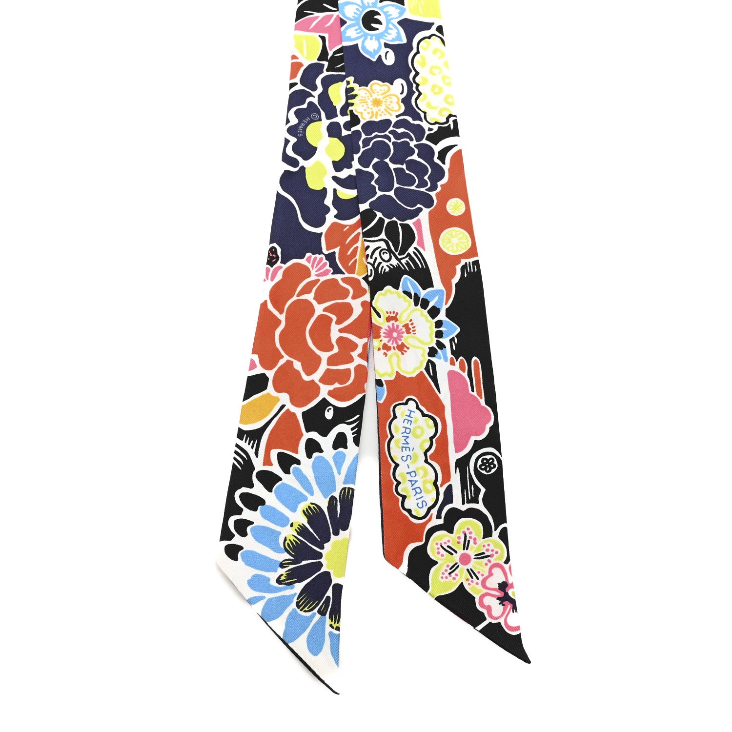 Hermes Silk Bingata Twilly Black Red Multicolor 2 of 3