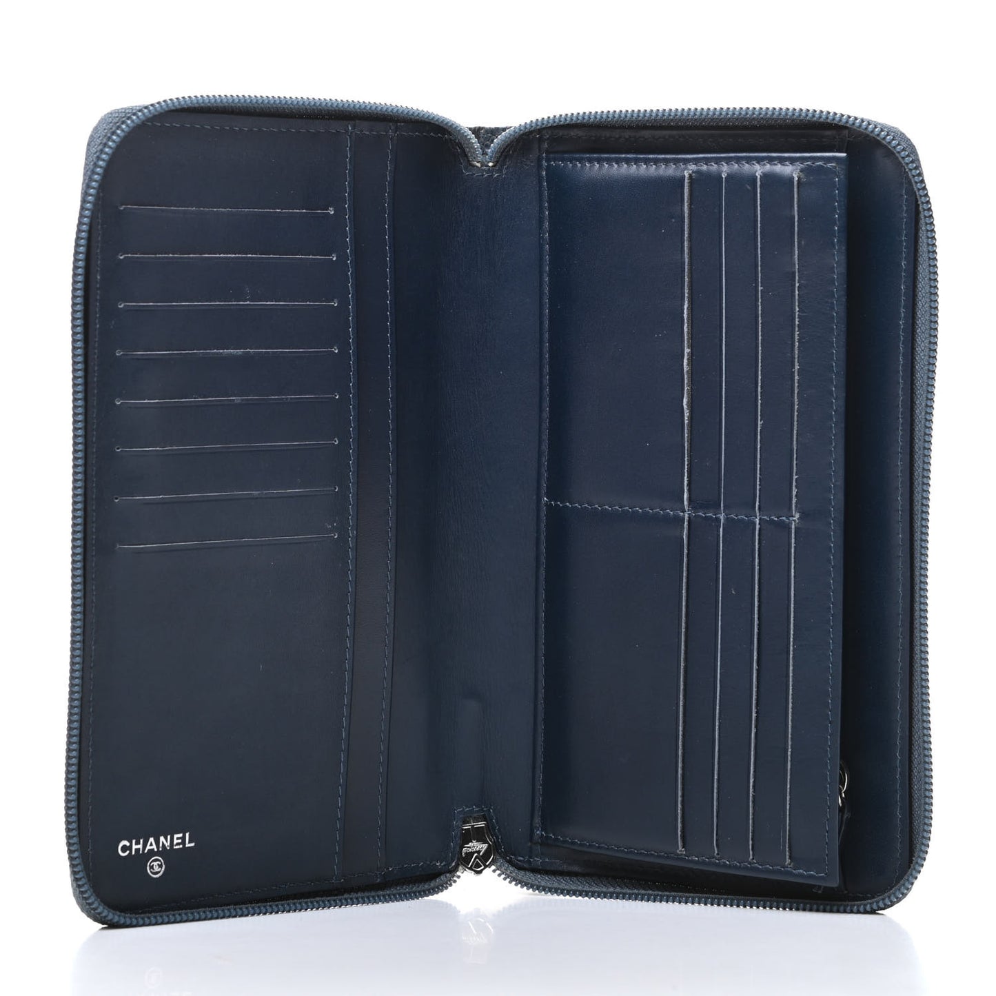 Caviar Large CC Timeless Zip Around Organizer Wallet Blue