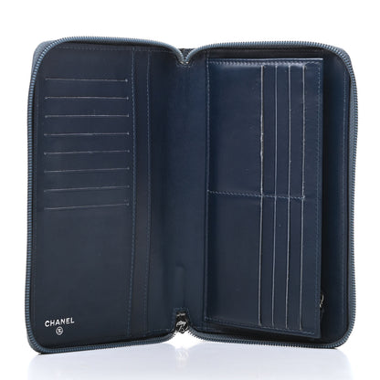 Chanel Caviar Large CC Timeless Zip Around Organizer Wallet Blue 5 of 11