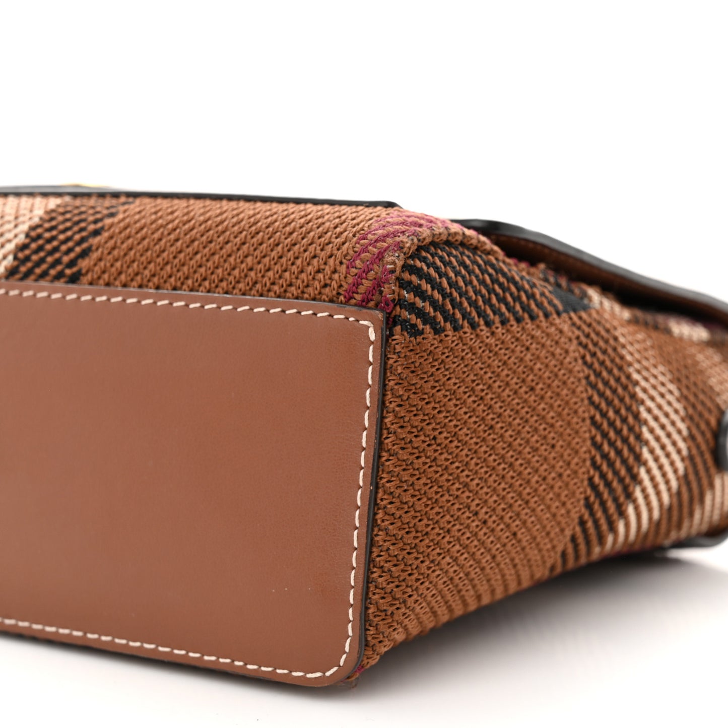 Calfskin Exaggerated Check Note Crossbody Bag Dark Birch Brown