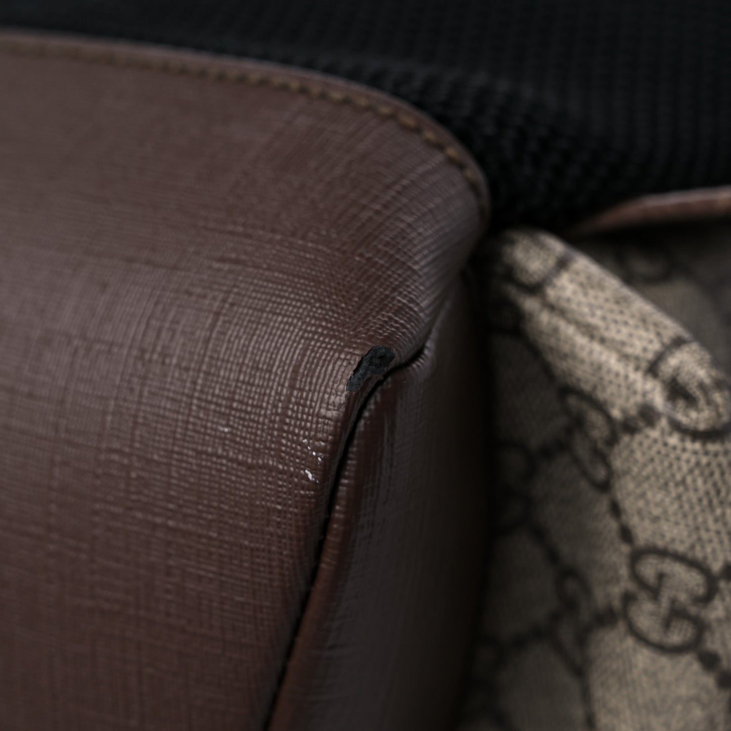 GG Supreme Monogram Medium Ophidia Double Buckle Backpack Brown