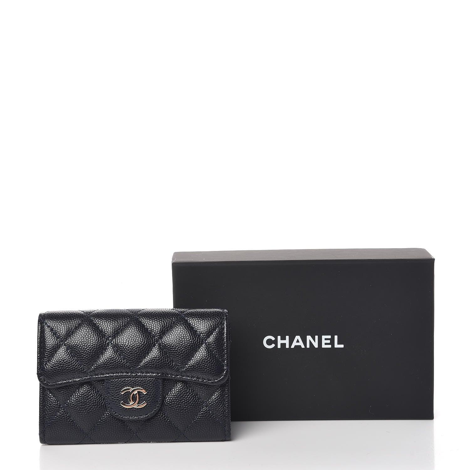 Chanel Caviar Quilted Flap Card Holder Wallet Navy Blue 9 of 9