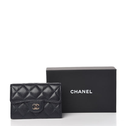 Chanel Caviar Quilted Flap Card Holder Wallet Navy Blue 9 of 9