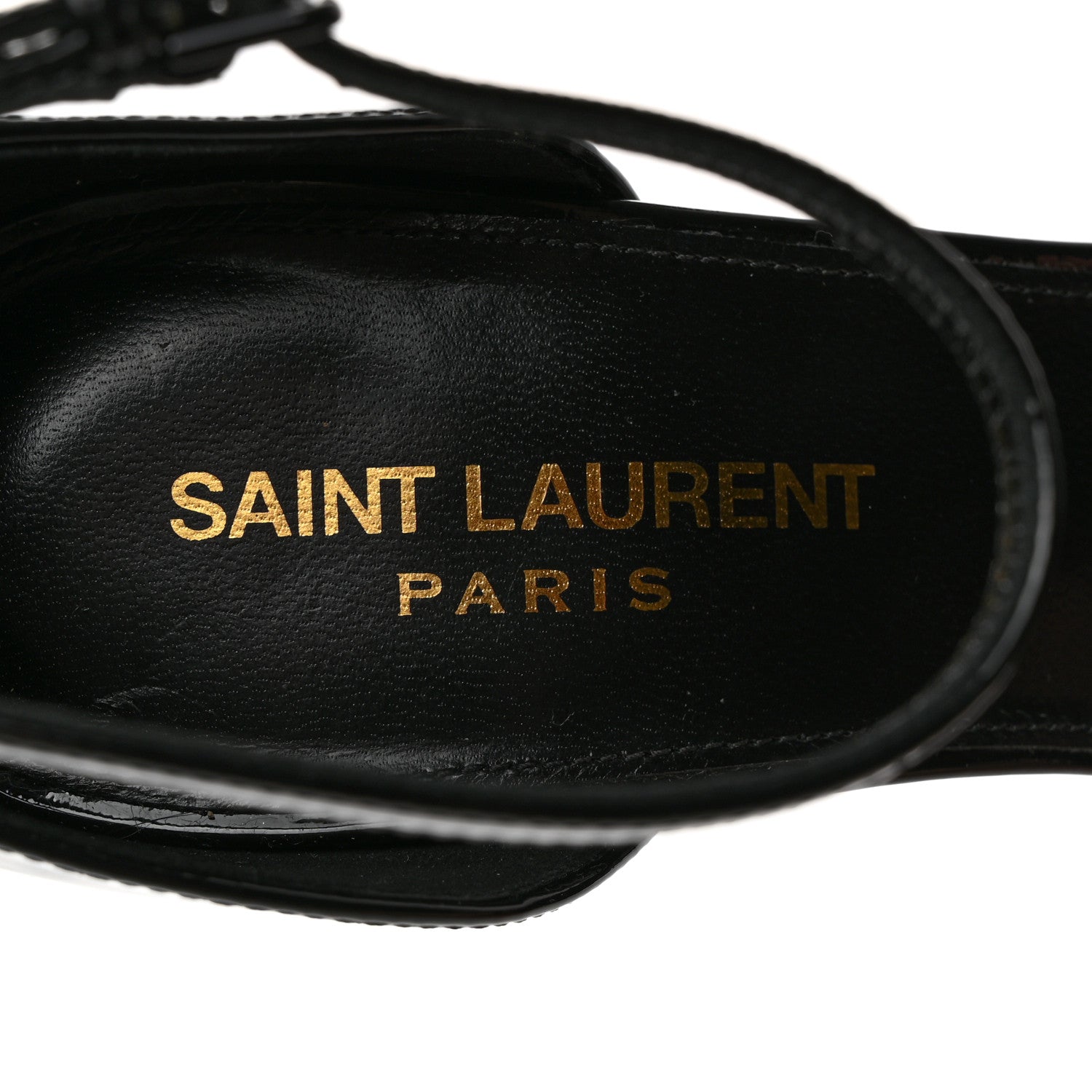 Saint Laurent Patent Calfskin Opyum 110 Sandals 37 Black Gold 7 of 11