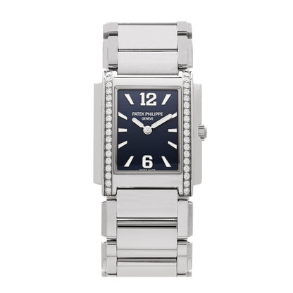 Patek Philippe Stainless Steel Diamond 25mm Twenty-4 Quartz Watch Blue 4910/1200A-001 1 of 6