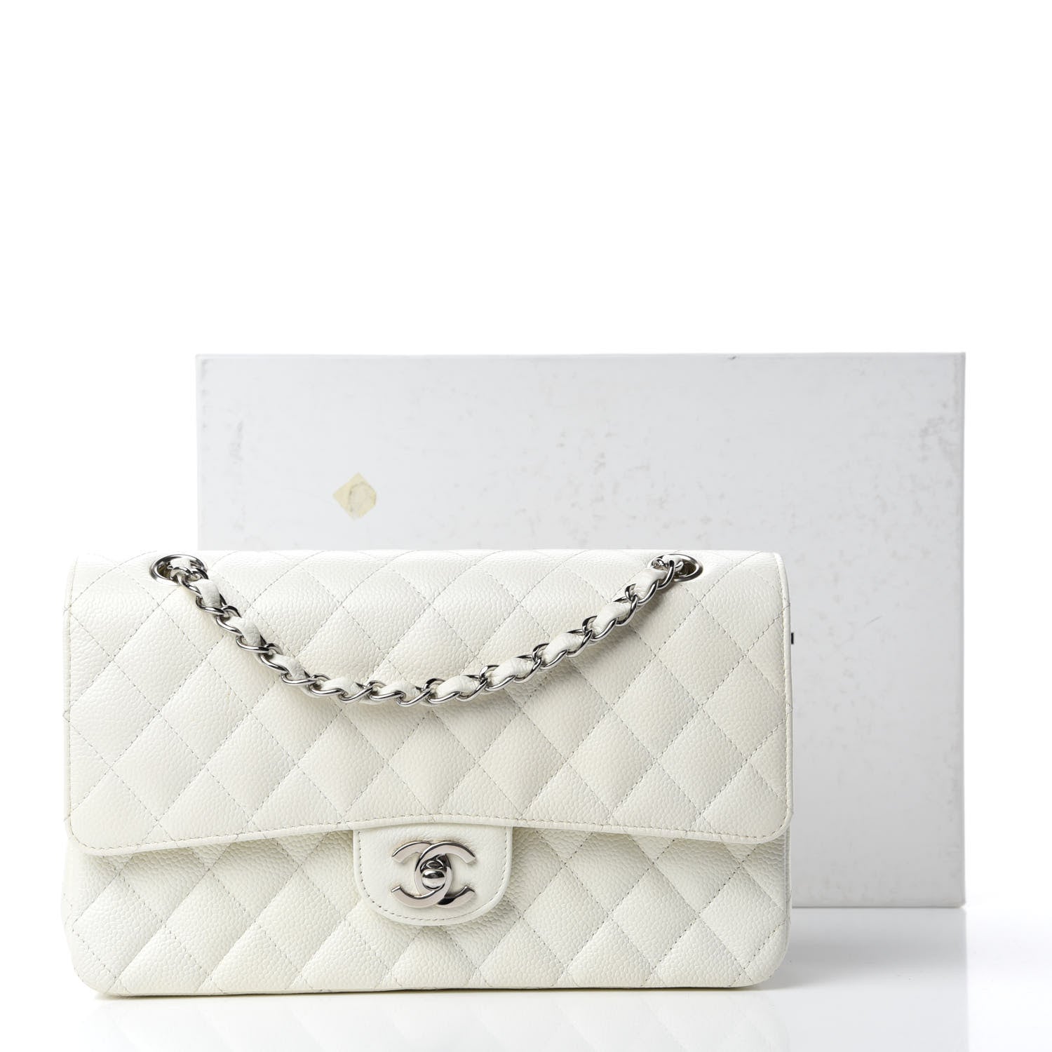 Chanel Caviar Quilted Medium Double Flap White 17 of 17