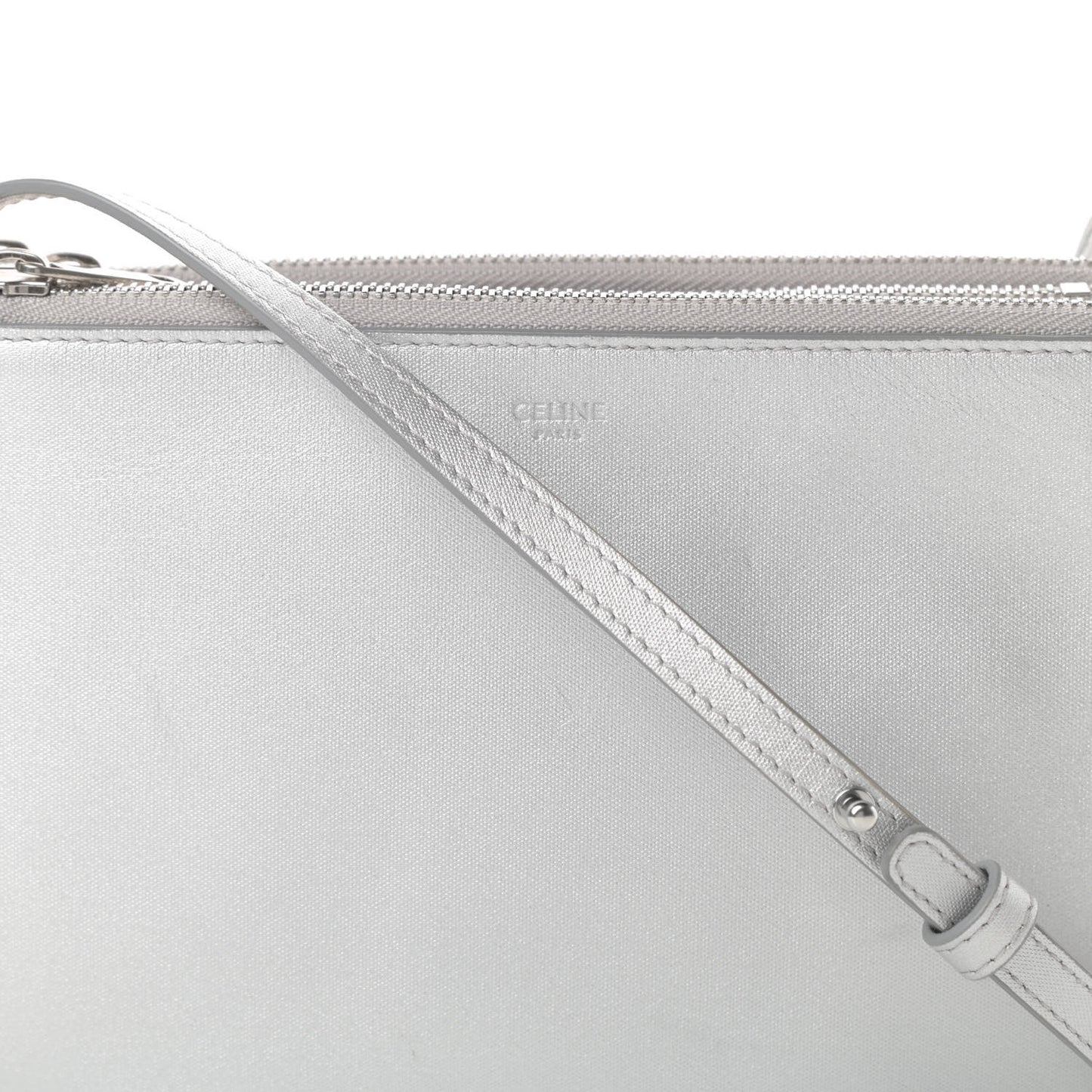 Metallic Lambskin Small Trio Crossbody Bag Silver