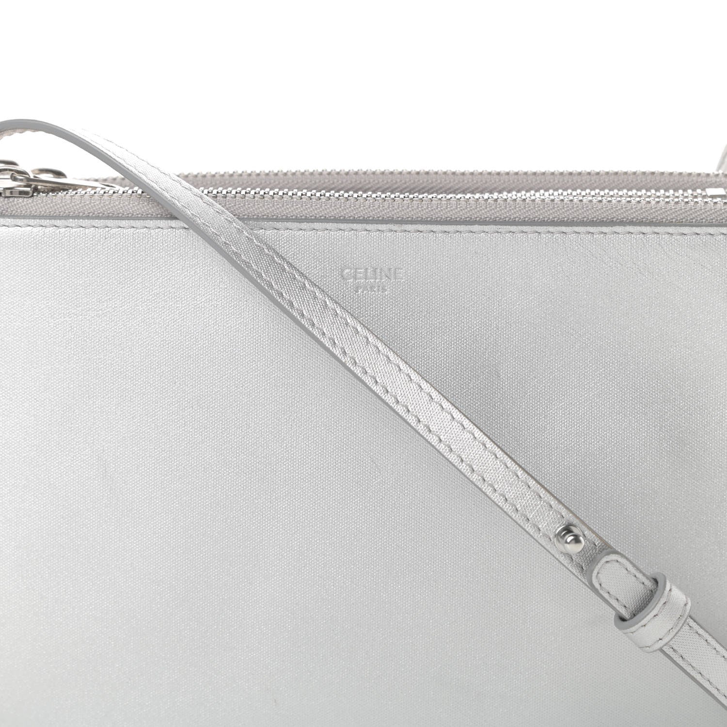 Celine Metallic Lambskin Small Trio Crossbody Bag Silver 11 of 15