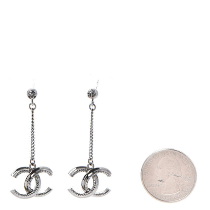 Chanel CC Dangle Earrings Silver 2 of 7