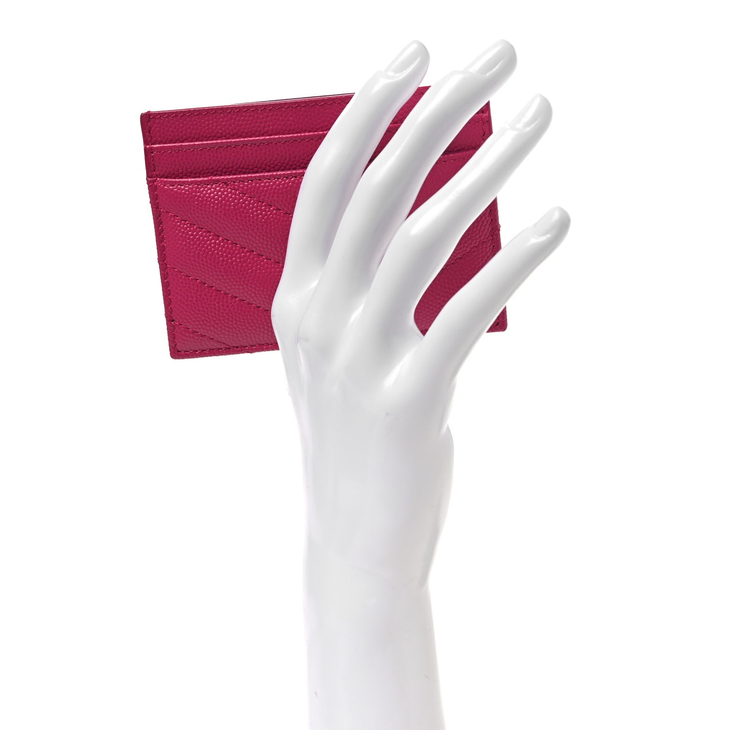 Grain De Poudre Matelasse Chevron Monogram Credit Card Case Fresh Fuxia