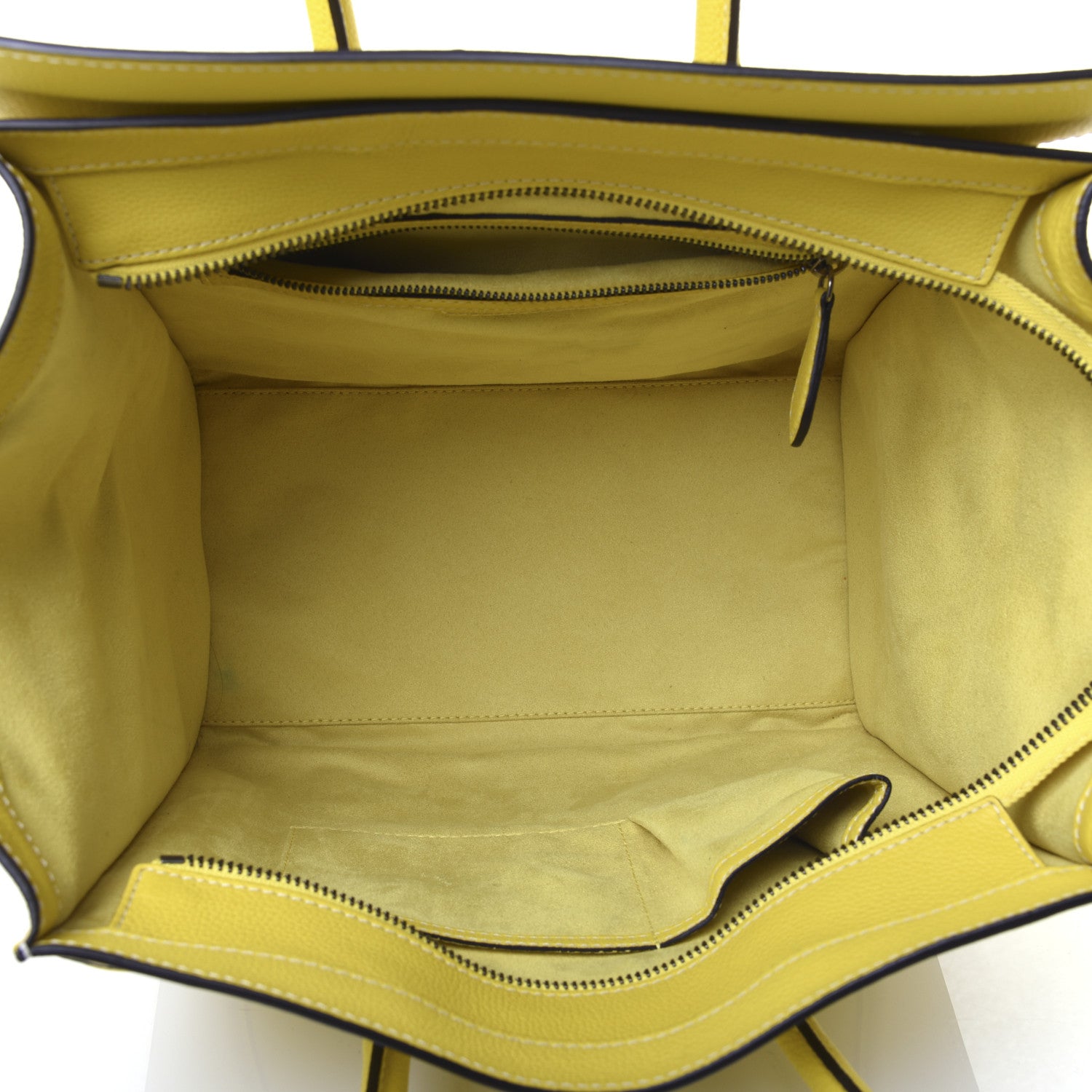 Celine Drummed Calfskin Mini Luggage Citron 5 of 18