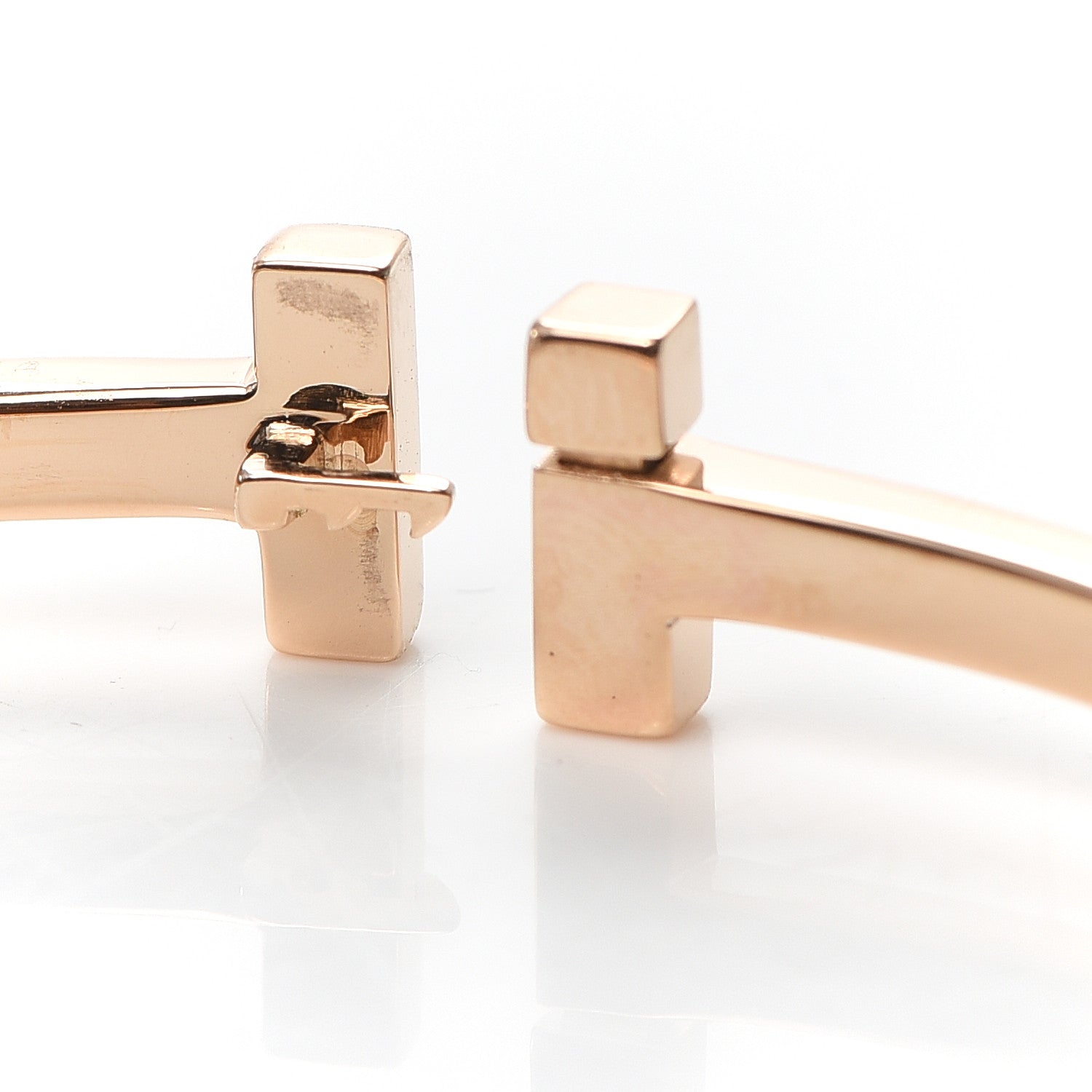 Tiffany 18K Rose Gold Narrow T T1 Hinged Bangle Bracelet 4 of 6
