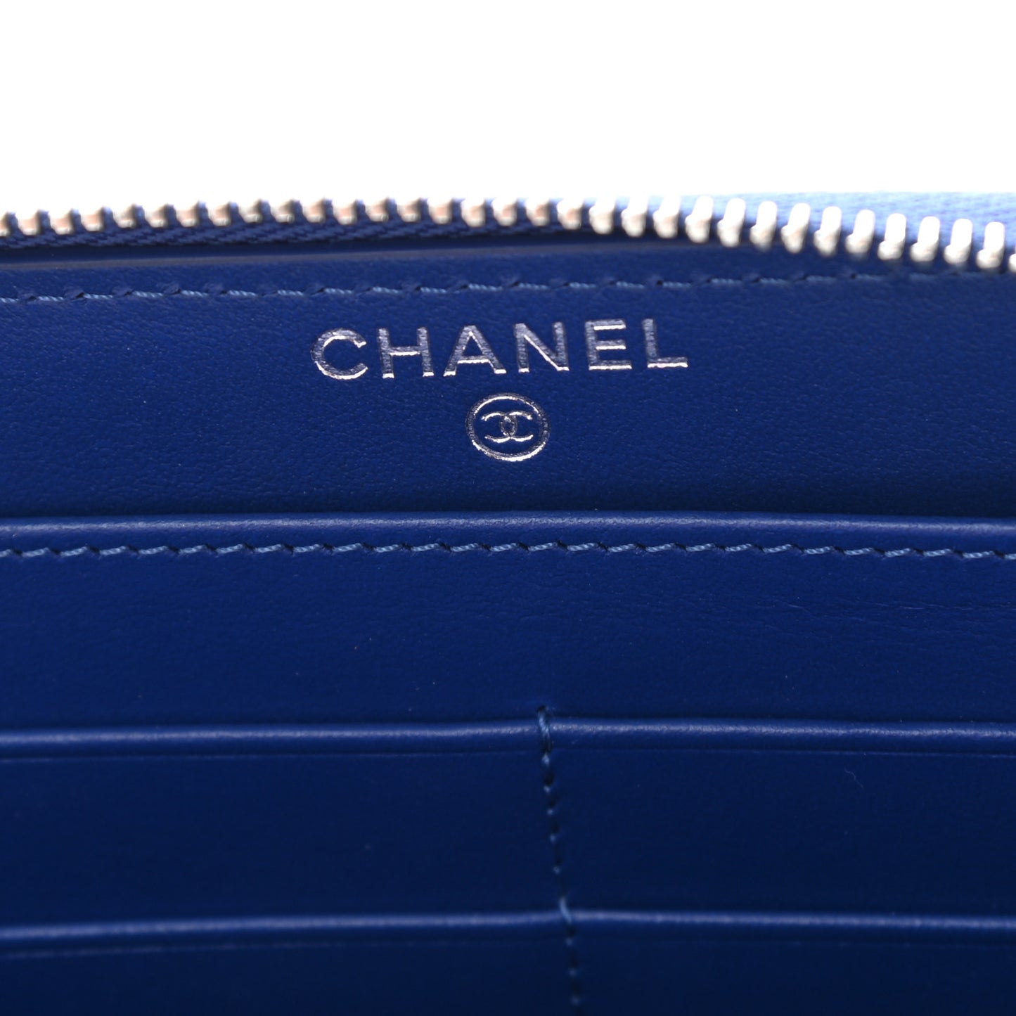 Caviar Quilted Large Gusset Zip Around Wallet Blue
