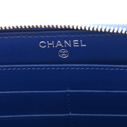 Chanel Caviar Quilted Large Gusset Zip Around Wallet Blue 5 of 10