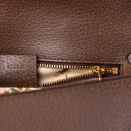 Gucci Calfskin Embroidered Sylvie Belt Bag 85 34 Brown 7 of 11