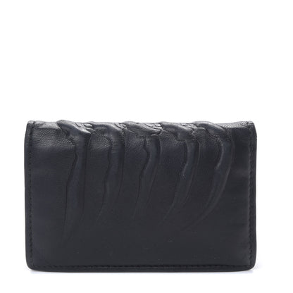 Alexander McQueen Embossed Calfskin Rib Cage Bi Fold Card Holder Black 1 of 8