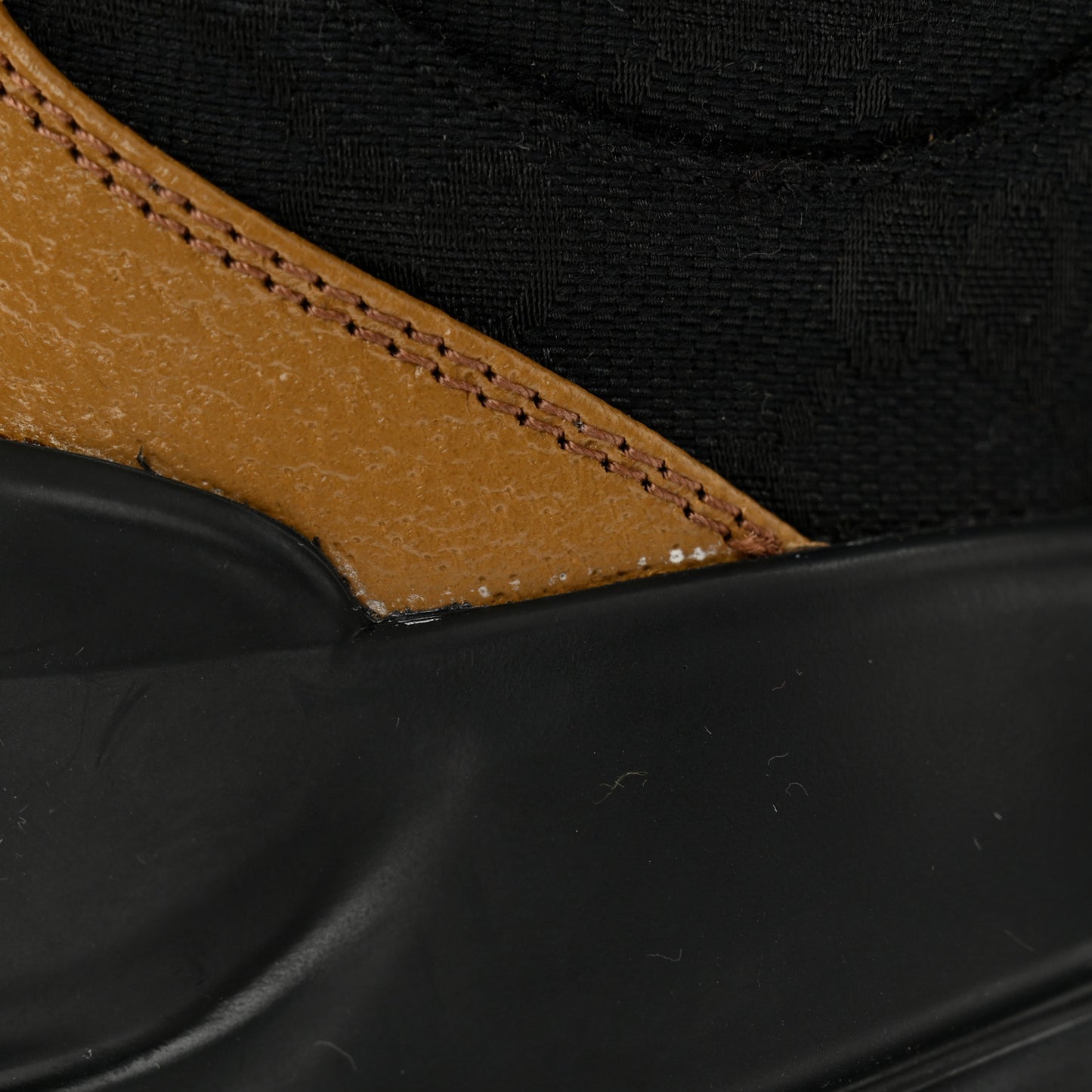 Monogram Textured Dollar Calfskin Mens Rhyton Sneakers 8 Black Khaki Beige