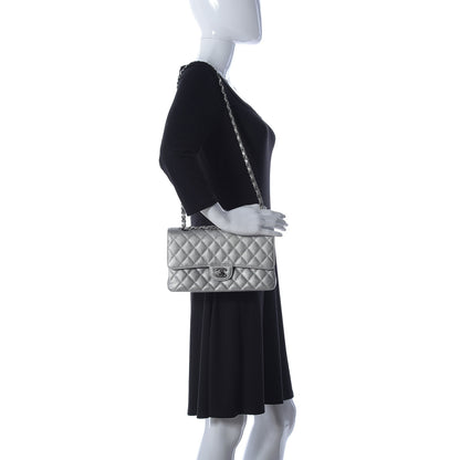 Chanel Metallic Caviar Quilted Medium Double Flap Silver 2 of 9