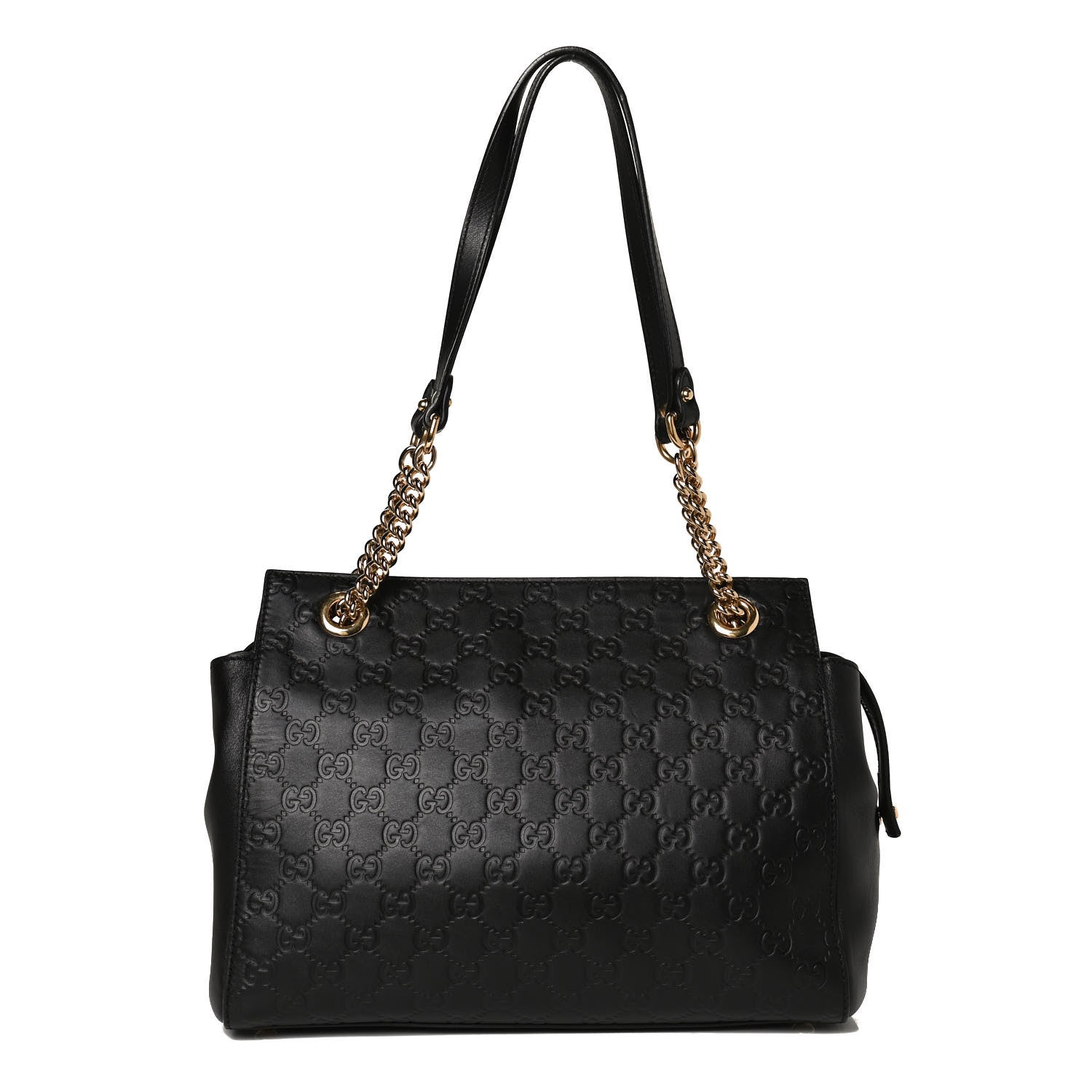 Gucci Guccissima Signature Medium Shoulder Tote Bag Black 1 of 13