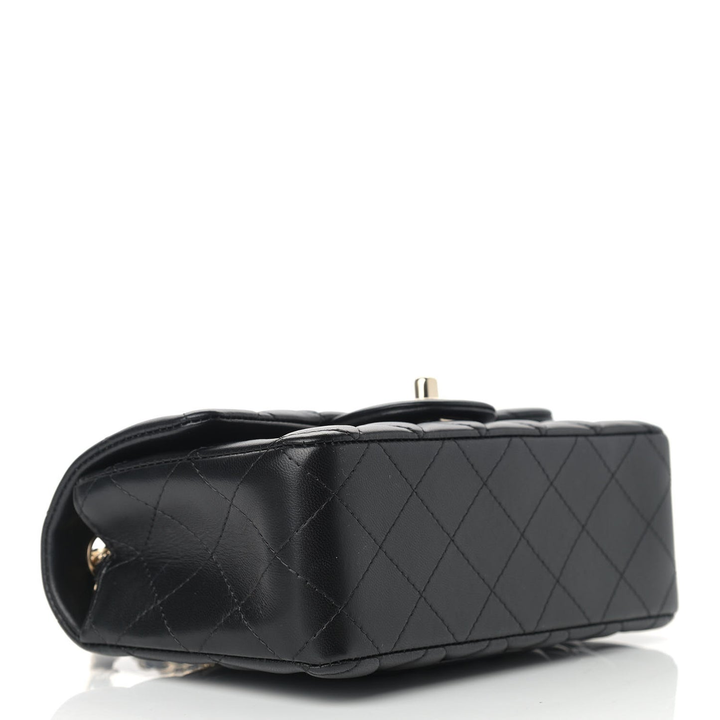 Lambskin Quilted Mini Rectangular Flap Black