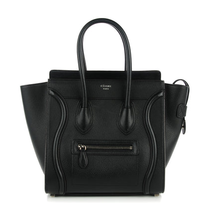 Celine Drummed Calfskin Micro Luggage Black 1 of 7