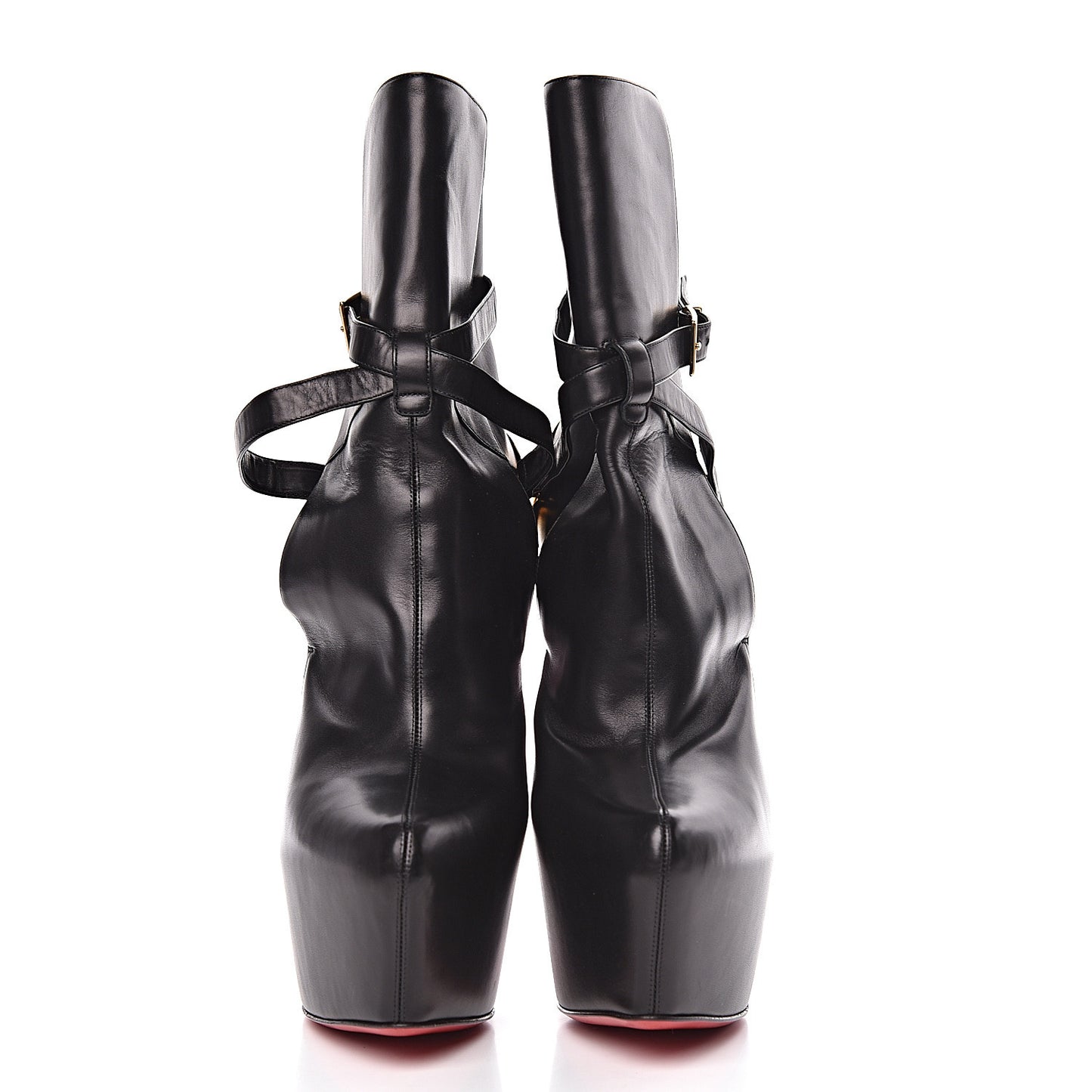 Shiny Calfskin Equestria 160 Platform Ankle Boots 40 Black