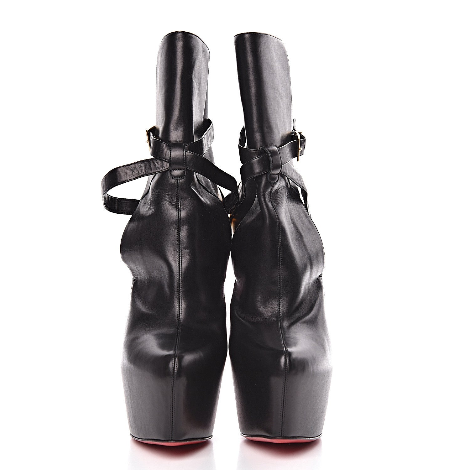Christian Louboutin Shiny Calfskin Equestria 160 Platform Ankle Boots 40 Black 2 of 8