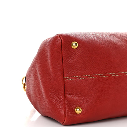 Prada Vitello Daino Top Handle Shoulder Bag Rosso 10 of 15
