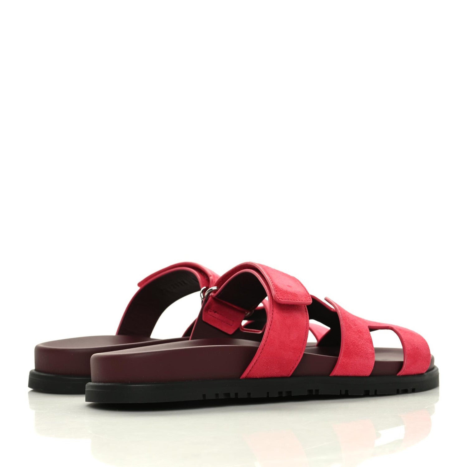 Hermes Suede Goatskin Womens Chypre Sandals 38 Rouge Marsala 4 of 9