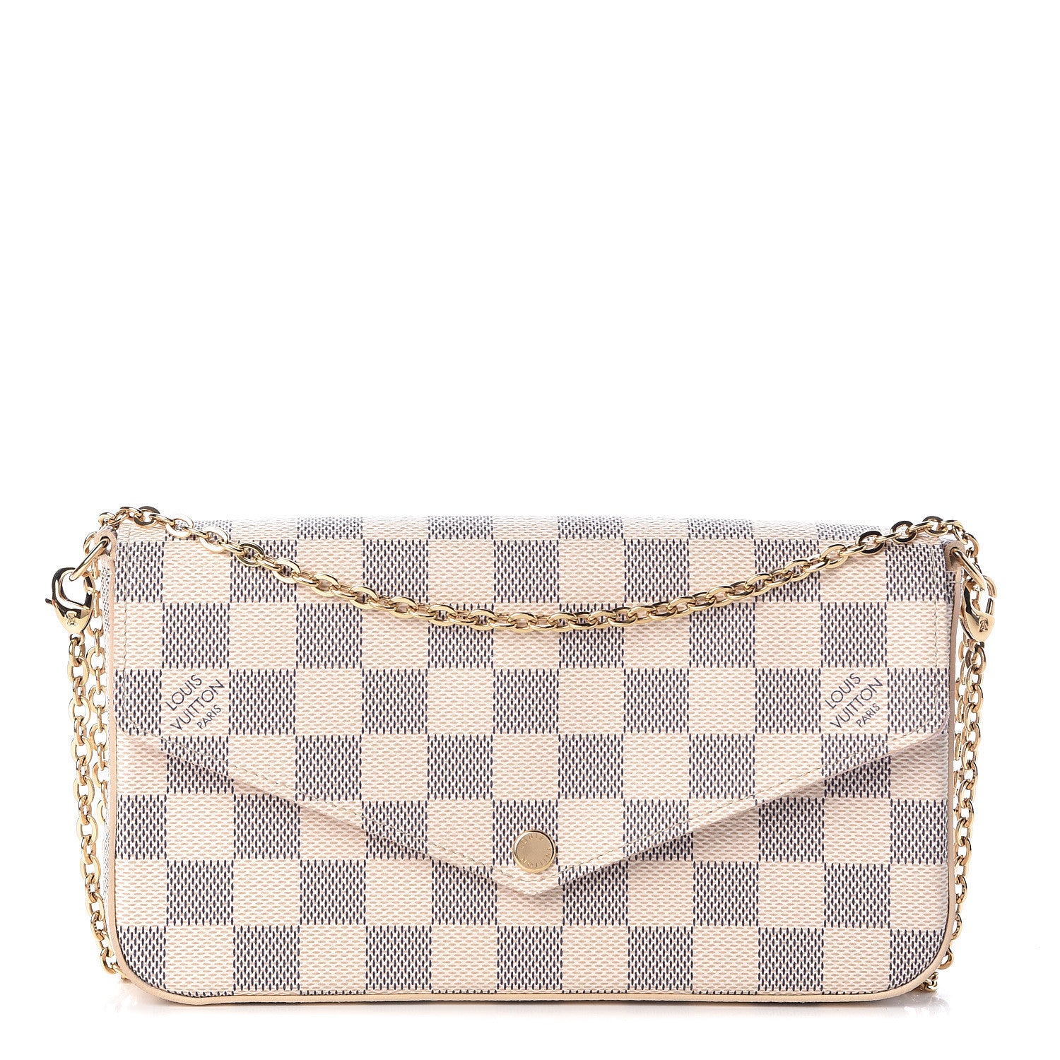 Louis Vuitton Damier Azur Pochette Felicie Chain Wallet Rose Ballerine 1 of 13