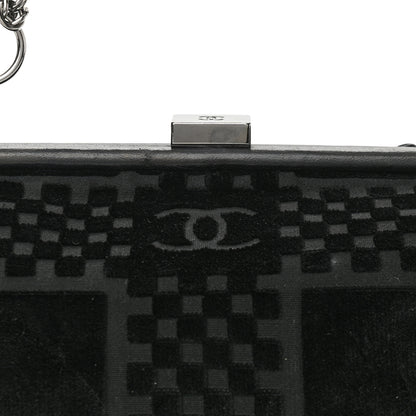Chanel Velvet Checkered Kisslock Frame Bag Black 8 of 10