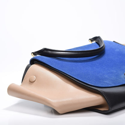 Celine Smooth Calfskin Suede Medium Tri-Color Trapeze Royal Blue 7 of 13