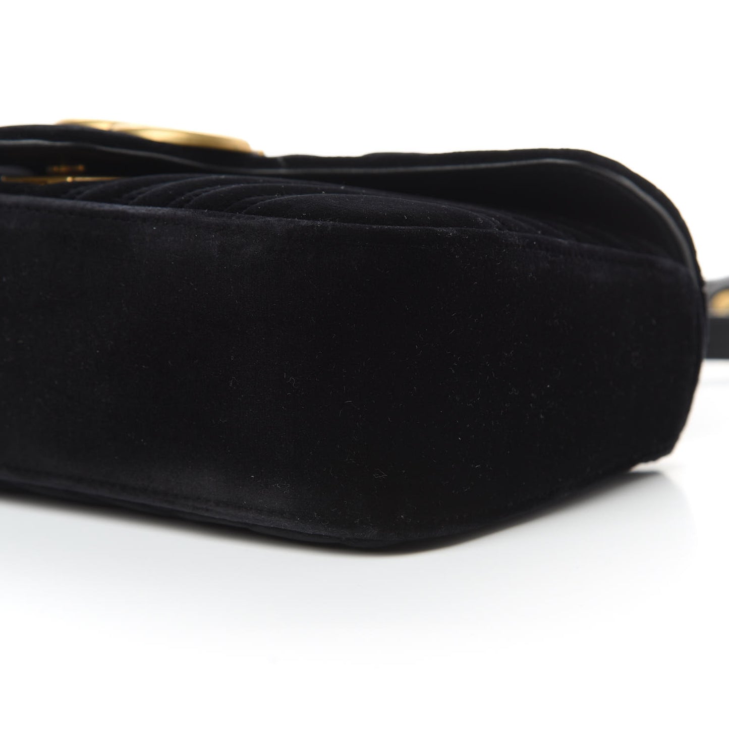 Velvet Matelasse Small GG Marmont Shoulder Bag Black