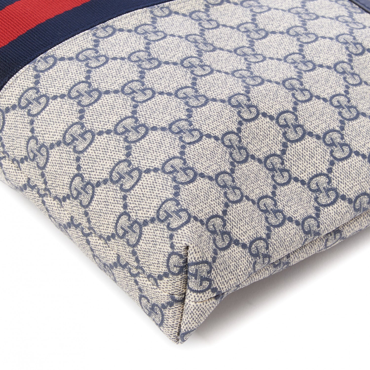 Gucci GG Supreme Monogram Web Flat Messenger Bag Navy 5 of 9