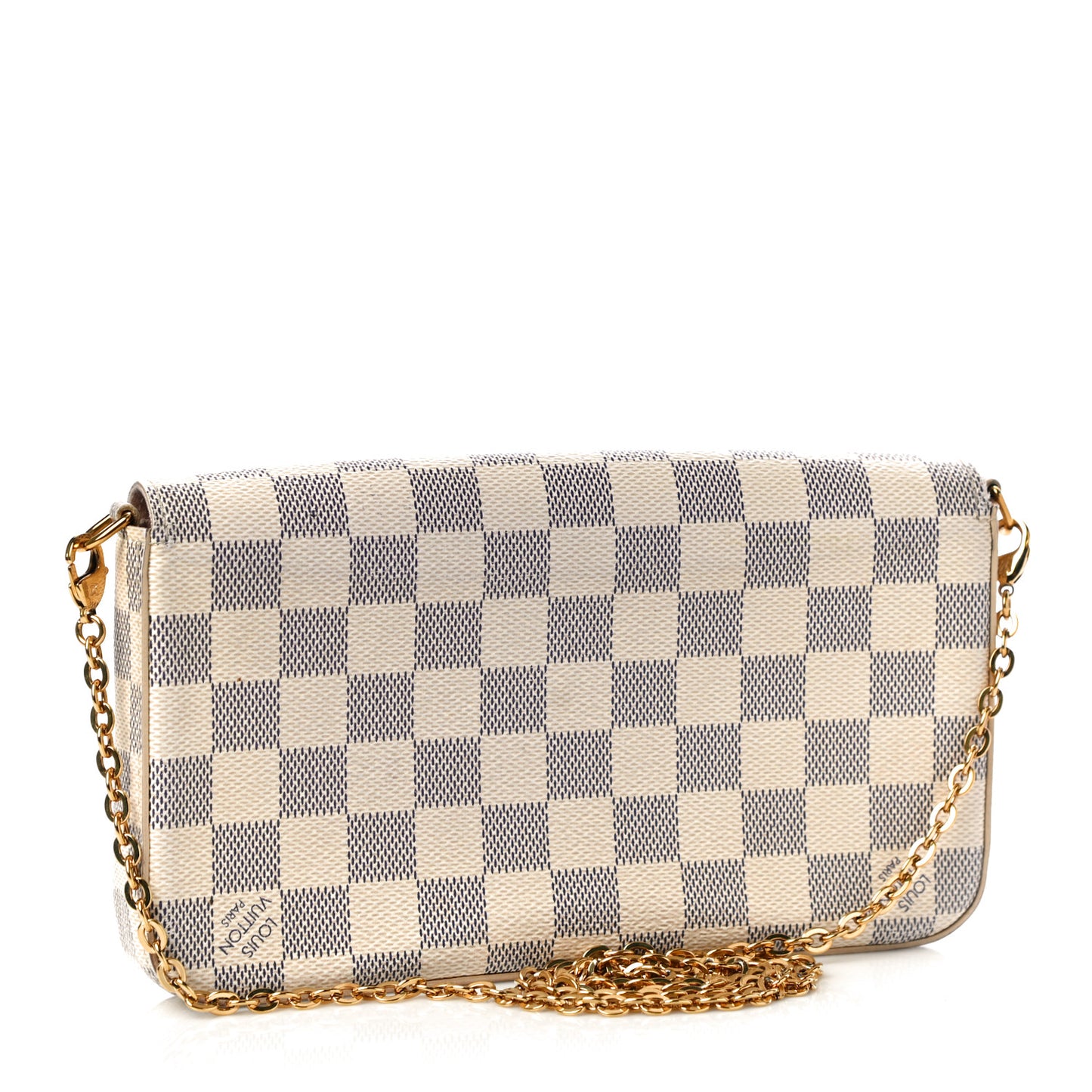Damier Azur Pochette Felicie Chain Wallet Rose Ballerine