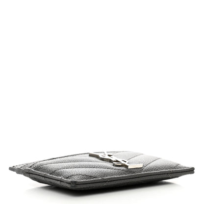 Saint Laurent Grain De Poudre Matelasse Chevron Monogram Credit Card Case Storm 4 of 7