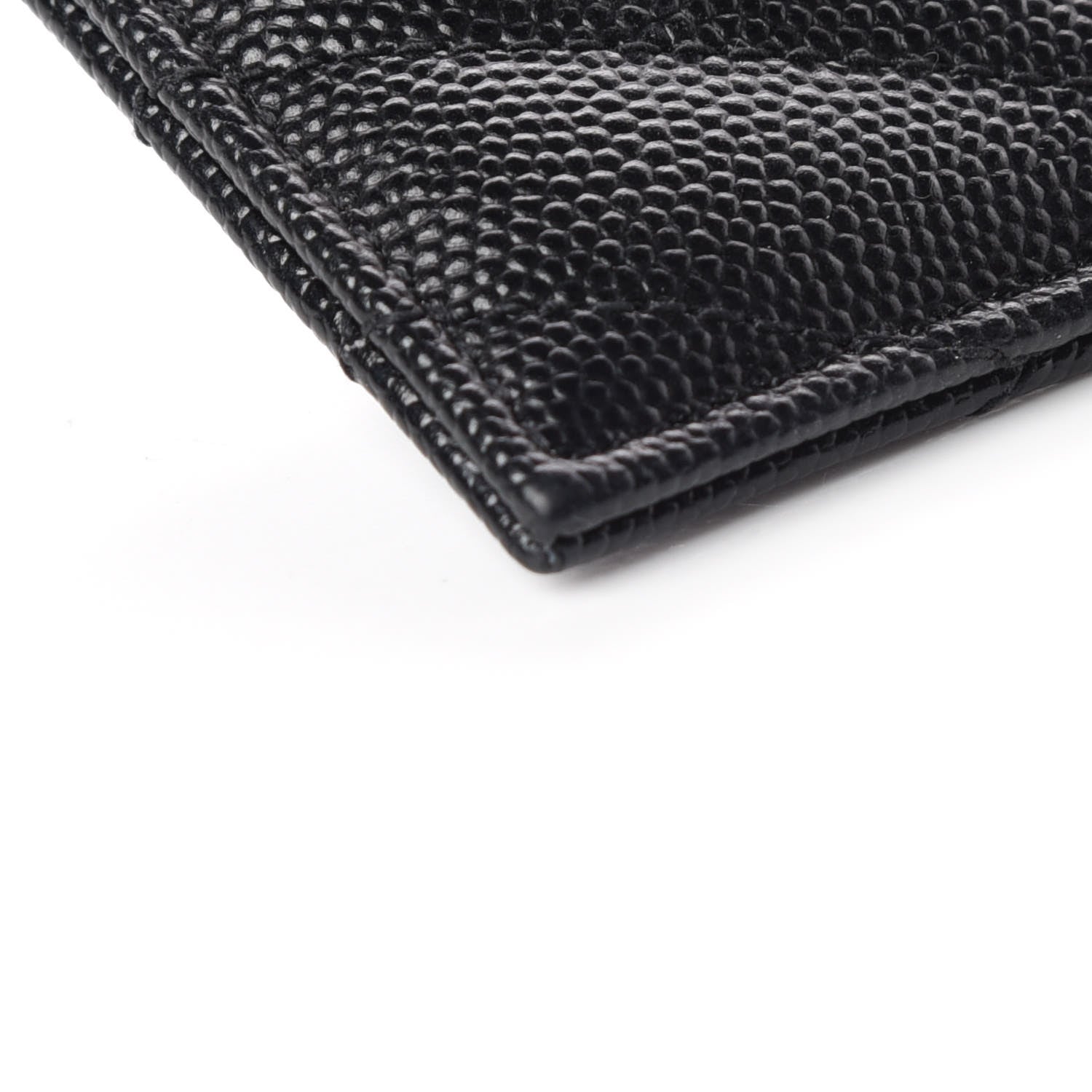 Saint Laurent Grain De Poudre Matelasse Chevron Monogram Credit Card Case Black 5 of 10