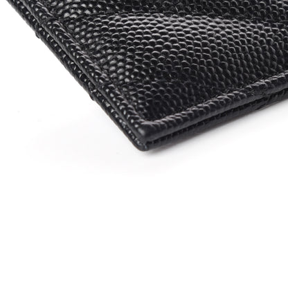 Saint Laurent Grain De Poudre Matelasse Chevron Monogram Credit Card Case Black 5 of 10