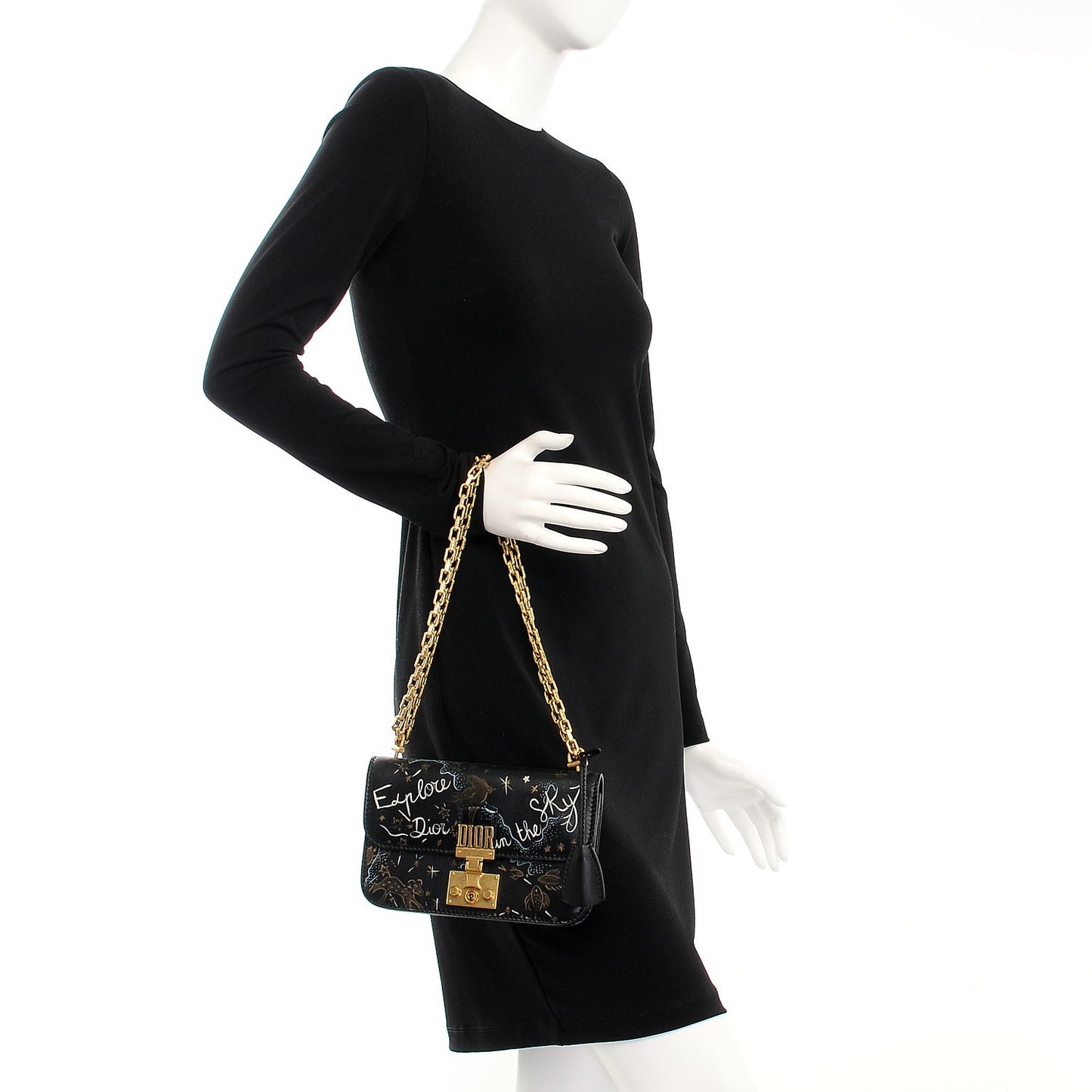 Lambskin Hand Painted Small Dioraddict Flap Bag Black