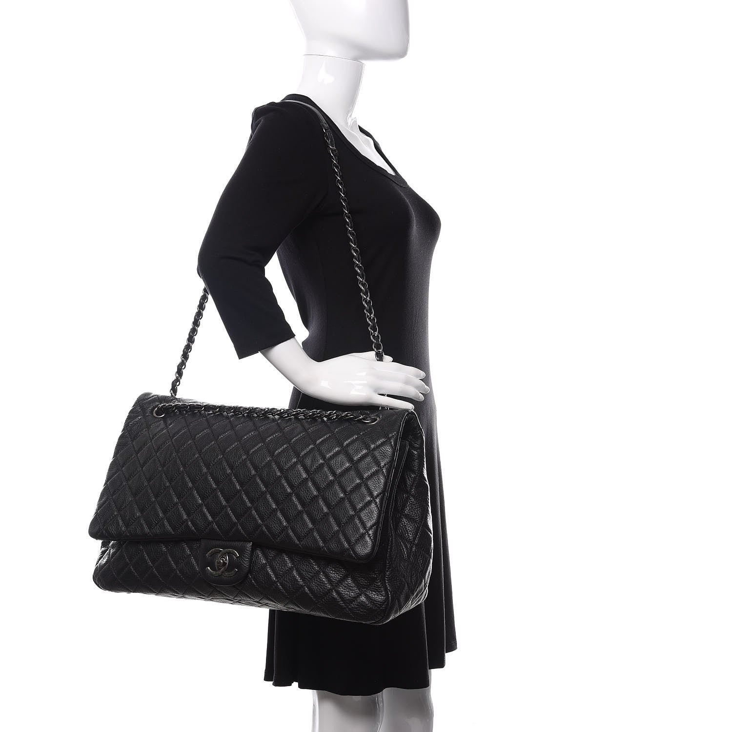 Chanel Calfskin Quilted XXL Travel Flap Bag Black 2 of 10