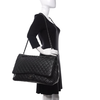 Chanel Calfskin Quilted XXL Travel Flap Bag Black 2 of 10