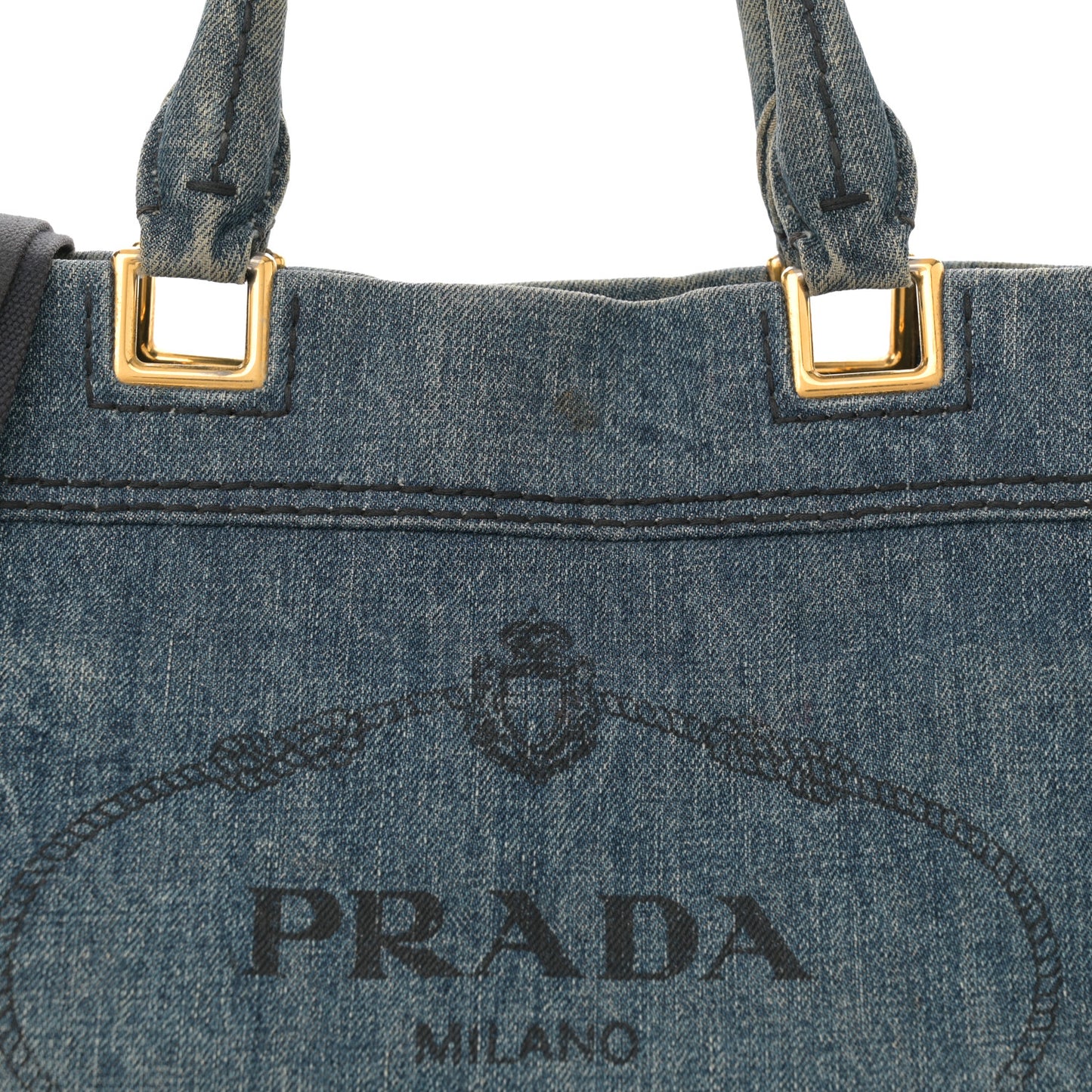 Denim Logo Shopping Tote Blue